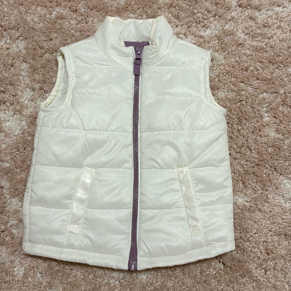 Carters 24month Toddler White Sleeveless Puffer Zip-up Jacket